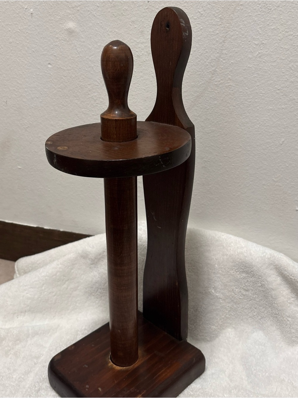 Vintage Cottage Core Wooden Paper Towel Holder - Dark Brown Finish